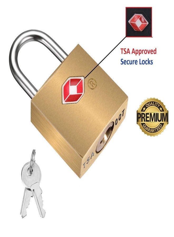 KANABEE قفل نحاسي صغير من كانابي - عبوة من قطعتين - معتمد من إدارة أمن النقل الأمريكية (TSA) مع مفاتيح، أقفال دولية لحقائب السفر (ذهبي) - Image 2